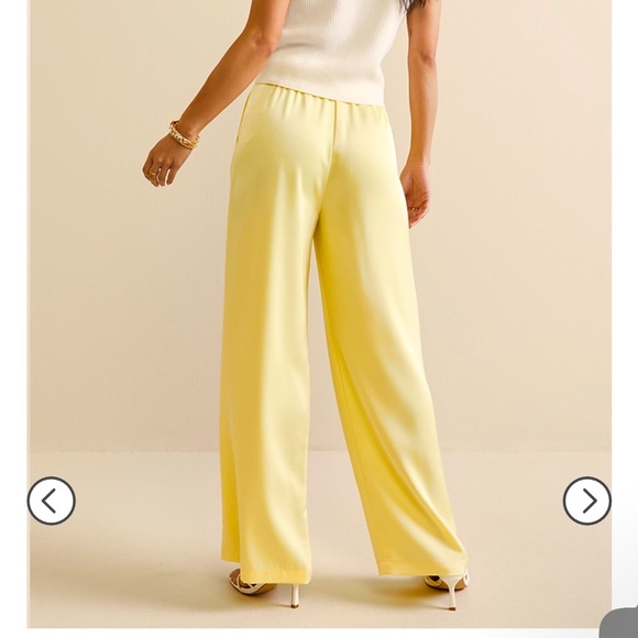 Butter Yellow Elegant Yellow Women's Wide-Leg Pants - Picture 2 of 3